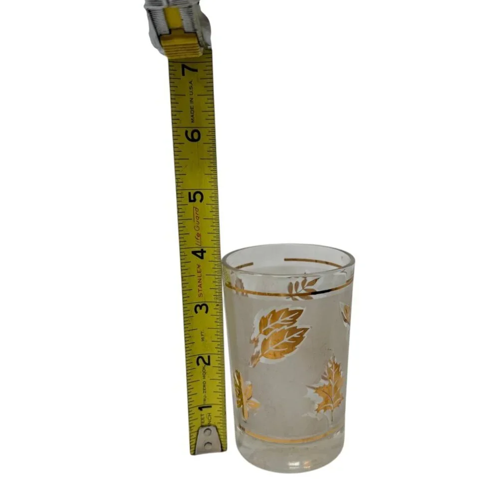 Vintage Libbey Golden Foliage 6 oz Frosted Tumblers Set of 4 1970s‎